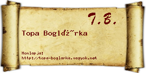 Topa Boglárka névjegykártya